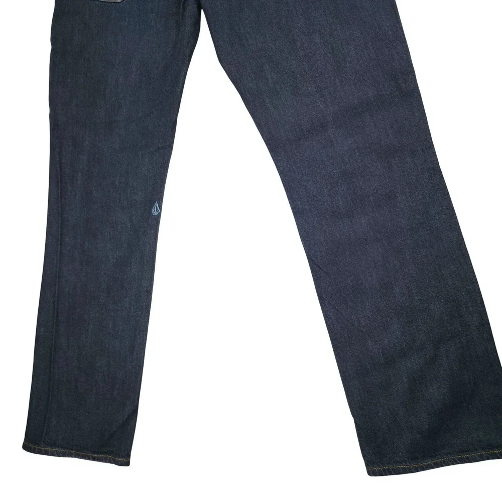 Volcom Solver Modern Straight Leg Jeans Mens 32 Dark Indigo Blue Denim Skate